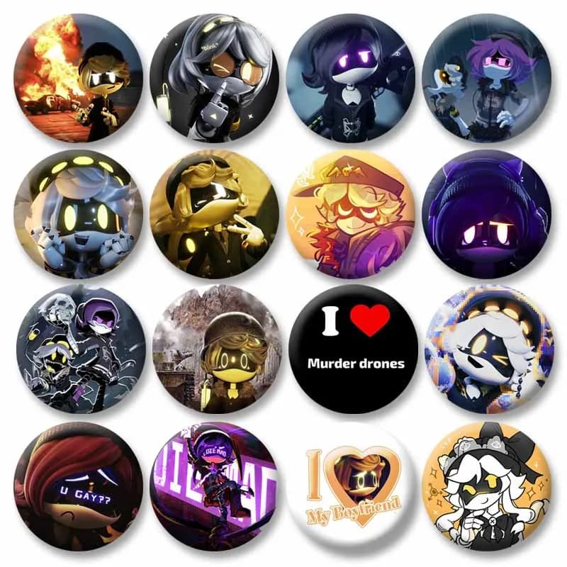 Sci-Fi Robot Cartoon Character Pinback Buttons Set Cute Badges Brooch for Backpack Bag Decor