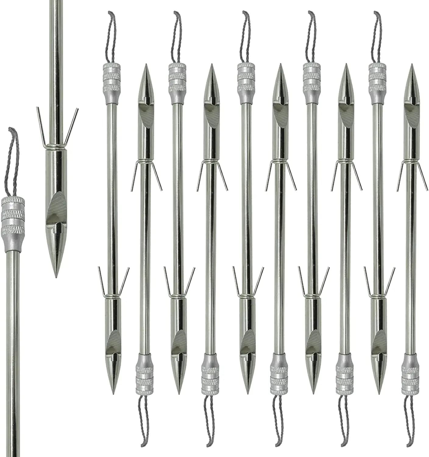 In acciaio inox Bowfishing Dart Broadheads freccia spinato balestra palo per la caccia Pro fionda catapulta bersaglio gioco 12 pz