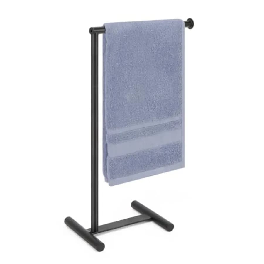 L-Shape Hand Towel Holder Stand, Metal Hand Towel Rack Modern Countertop Hand Towel Ring Standing Towel Bar for Bathroom Kitche
