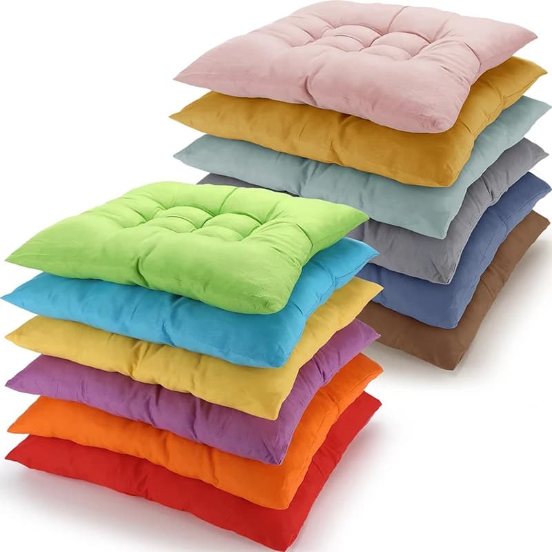 LMETJMA Chair Pads Cushions for Dining Chairs with Ties Square Floor Pillows Meditation Flexible Seating Thick Cushions JT408