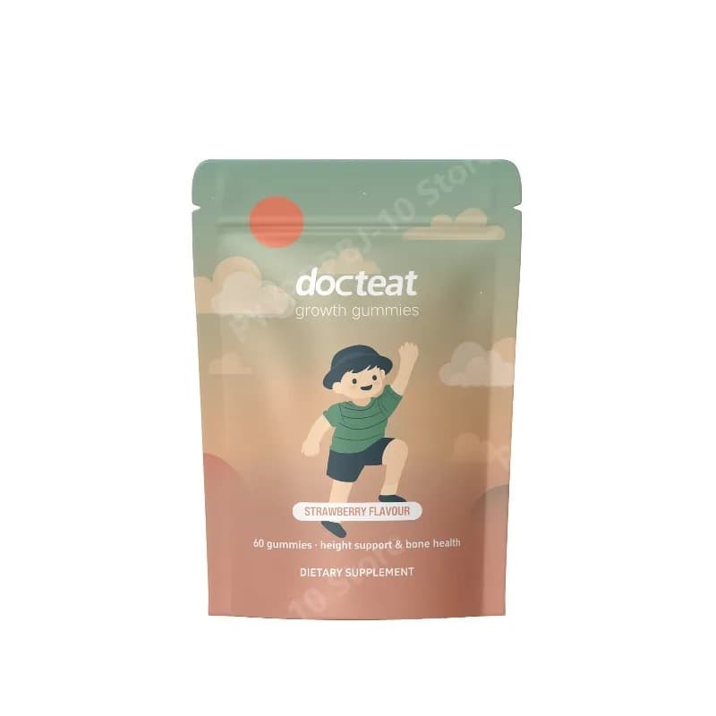 Gommose per la Crescita Quotidiana dei Bambini, Integratore di Calcio, Vitamina D e K, Supporto Nutrizionale Masticabile, Gusto Fragola, 60 Gommose
