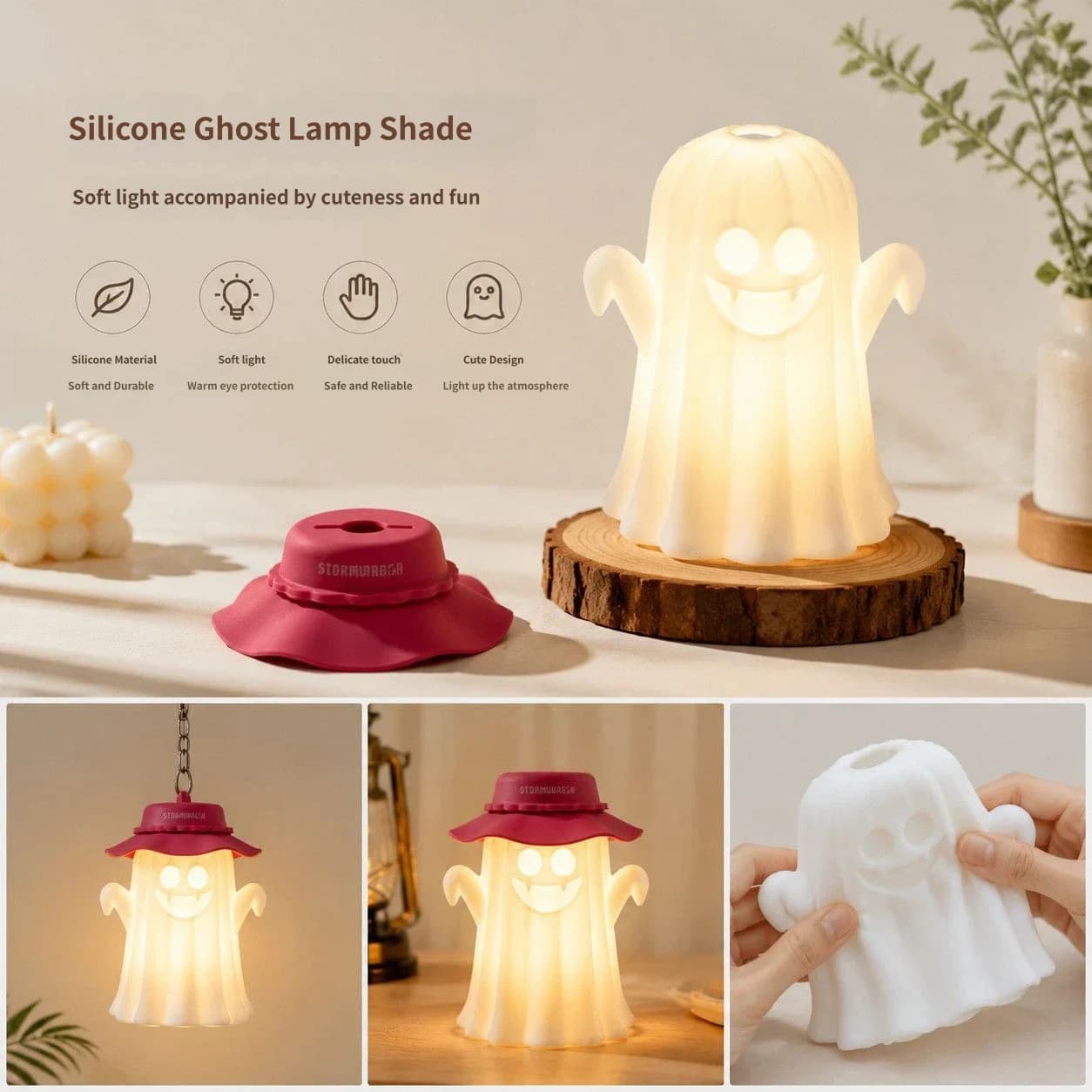 Cute Ghost Shape Silicone Camping Lantern Shade Compatible with 38 Explore Goal Zero And Most Cylindrical Camping Lights