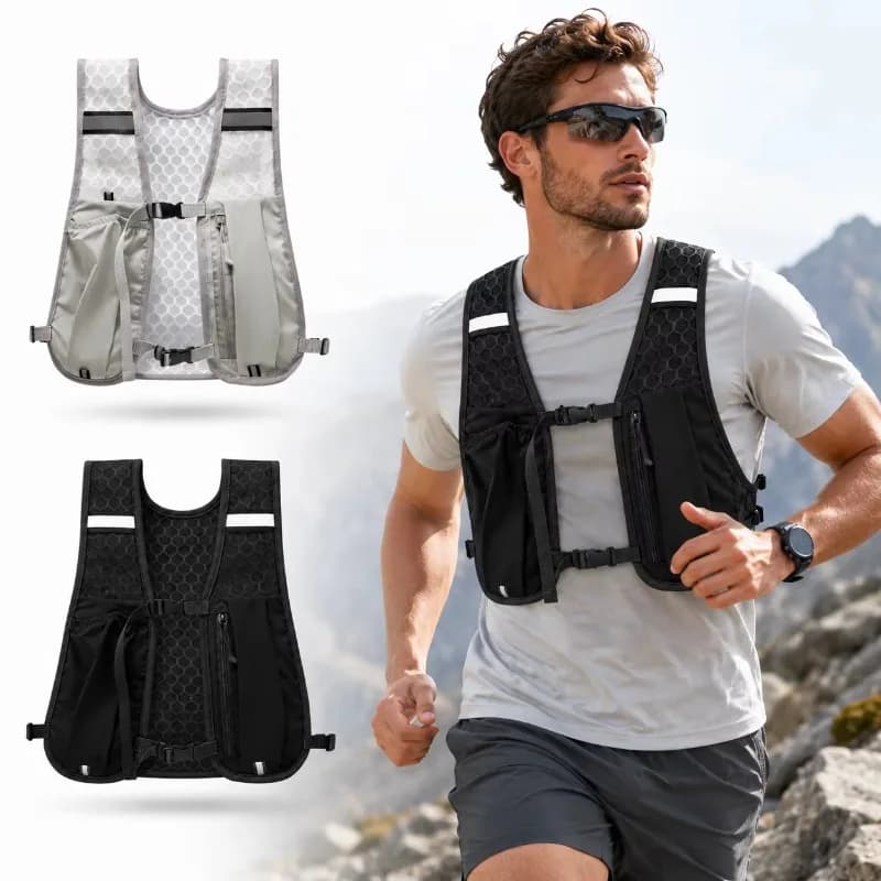 Running Vest Hydration Chest Pack Breathable Trail Marathon Hiking Running Backpack Soft Flask Chest Bag Reflective Phone Slot