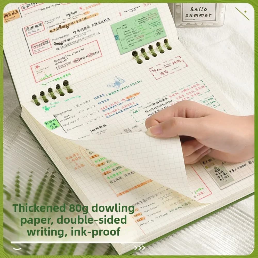 Multifunctional 120 Pages Loose-leaf Notebook Color Flip Up Notepad Detachable Grid Inner Pages Diary Book Gift