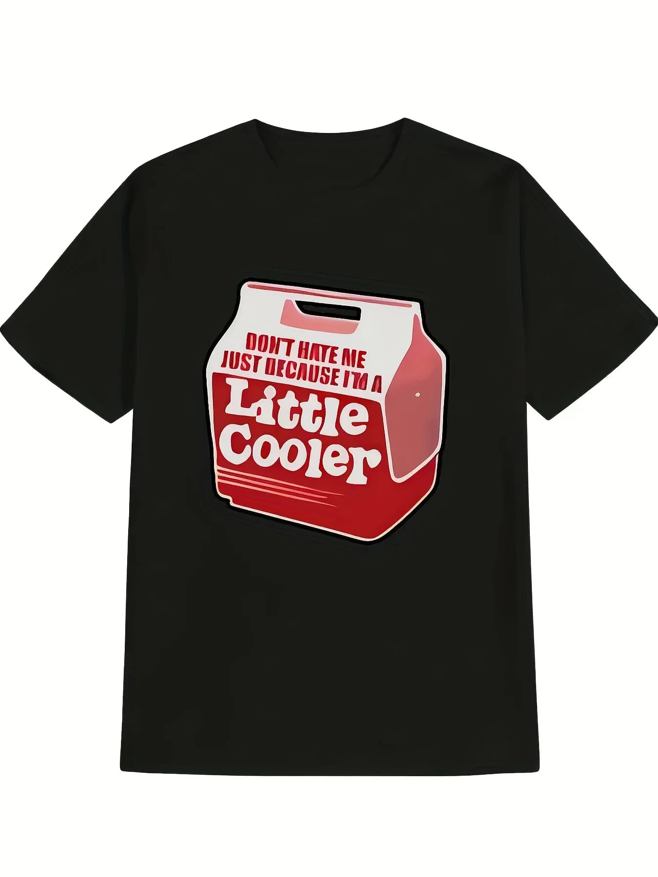 T-shirt casual da uomo con stampa “Don't Hate Me, Little Cool” - Nero, girocollo, maniche corte estive