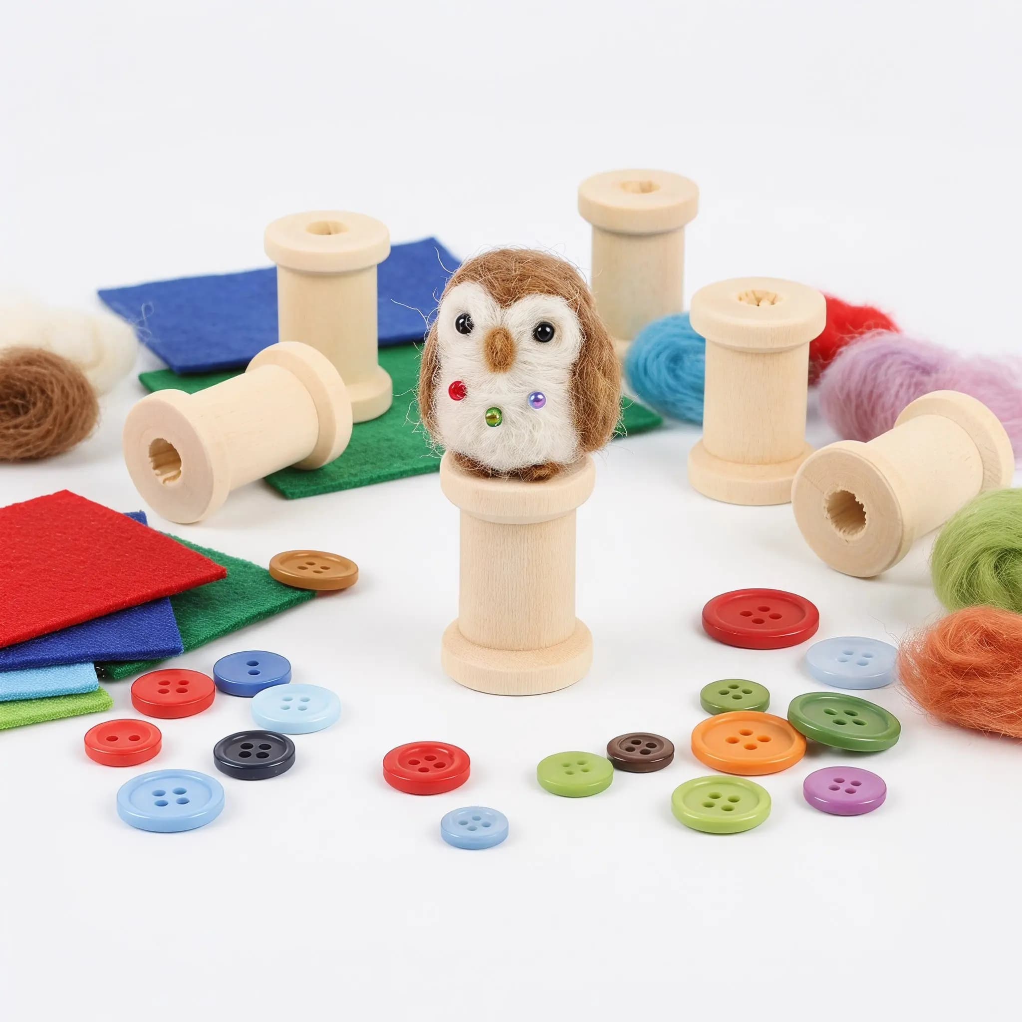 100Pcs Empty Wooden Spools 0.75x0.55x0.55in Smooth Rustic Wood Bobbin Thread Organizer for Yarn Twine Sewing Crafts Macrame
