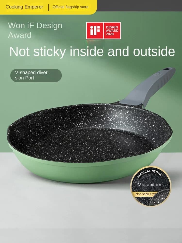 COOKER KING Medical Stone Pan Non-Stick Frying Pan Low Oil Smoke Pan Household Applicable to Gas Stove Steak Frying Pan