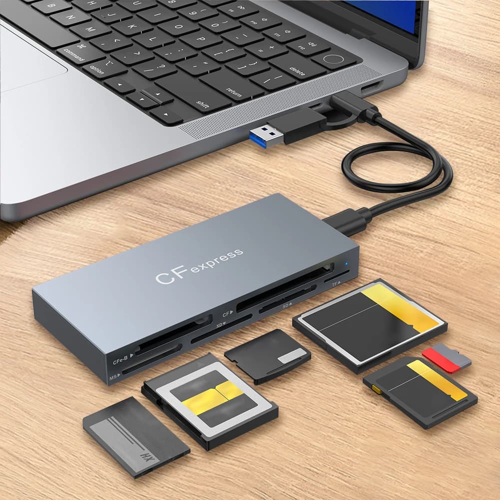 6 in 1 CFexpress Type B/CF/XD/MS/SD/TF CF Express B Card Reader 10Gbps Card Hub Adapter with Cable for Windows XP OS