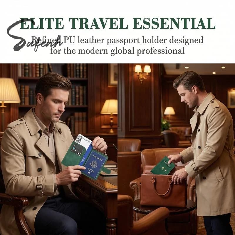 Porta Passaporto in Pelle PU Impermeabile, Portafoglio da Viaggio con Organizer per Carte, per Avventure Globali e Viaggi su Strada