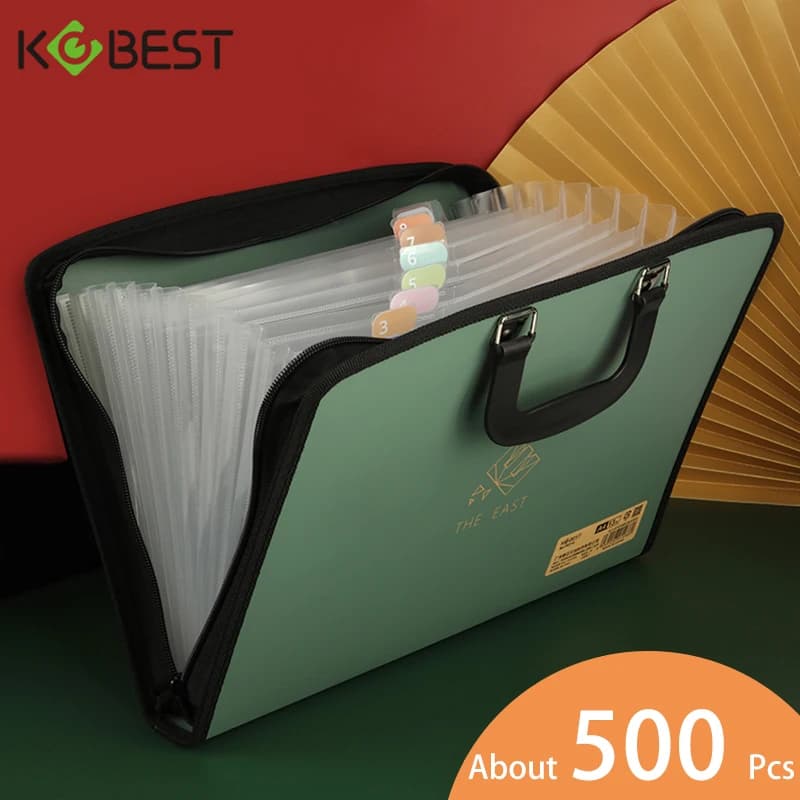 13 Griglie A4 Borsa porta documenti espandibile multistrato Cartella di file addensata per l'organizzazione di cancelleria per ufficio e scuola