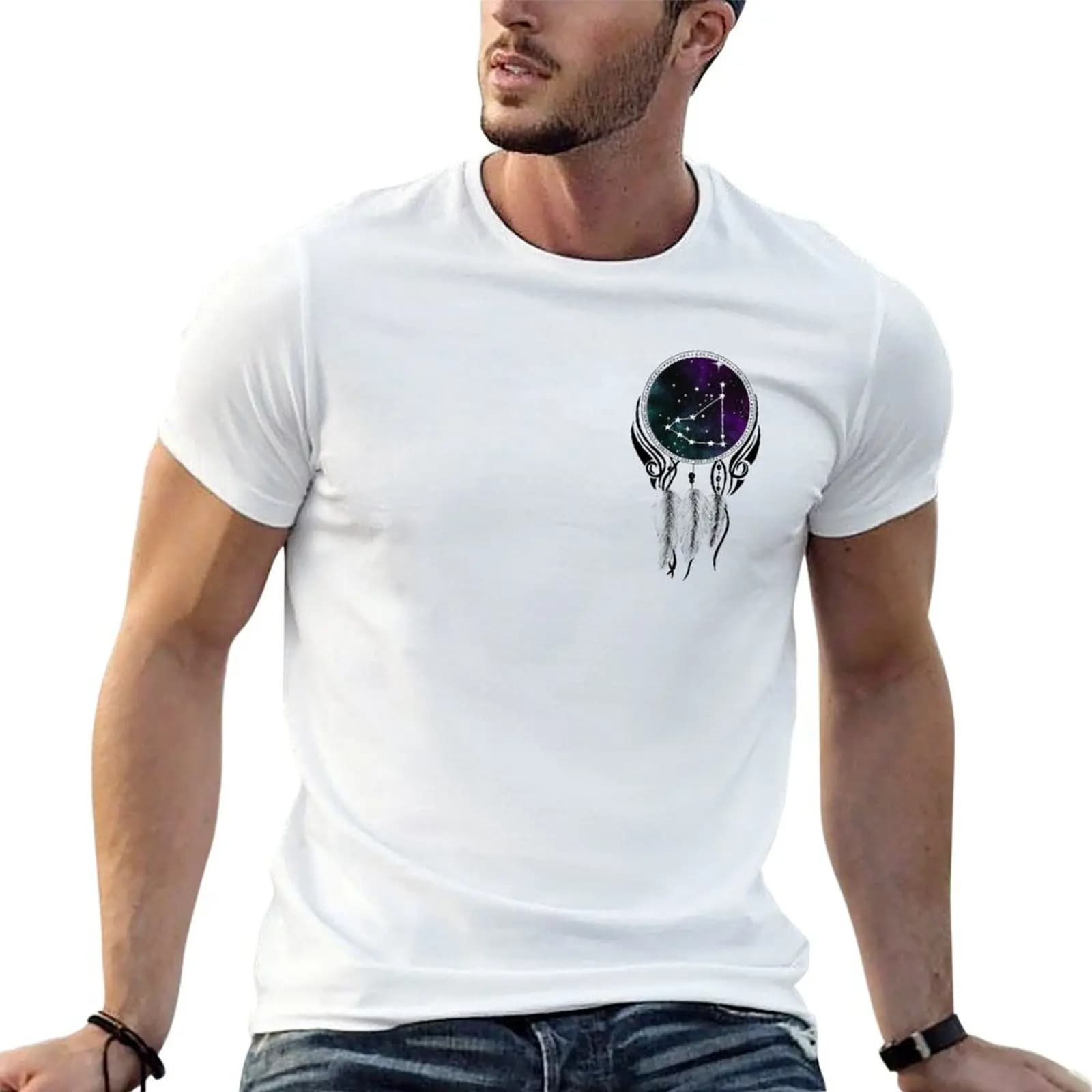 Capricorn constellation galaxy dreamcatcher T-Shirt man t shirt heavy cotton T-Shirt
