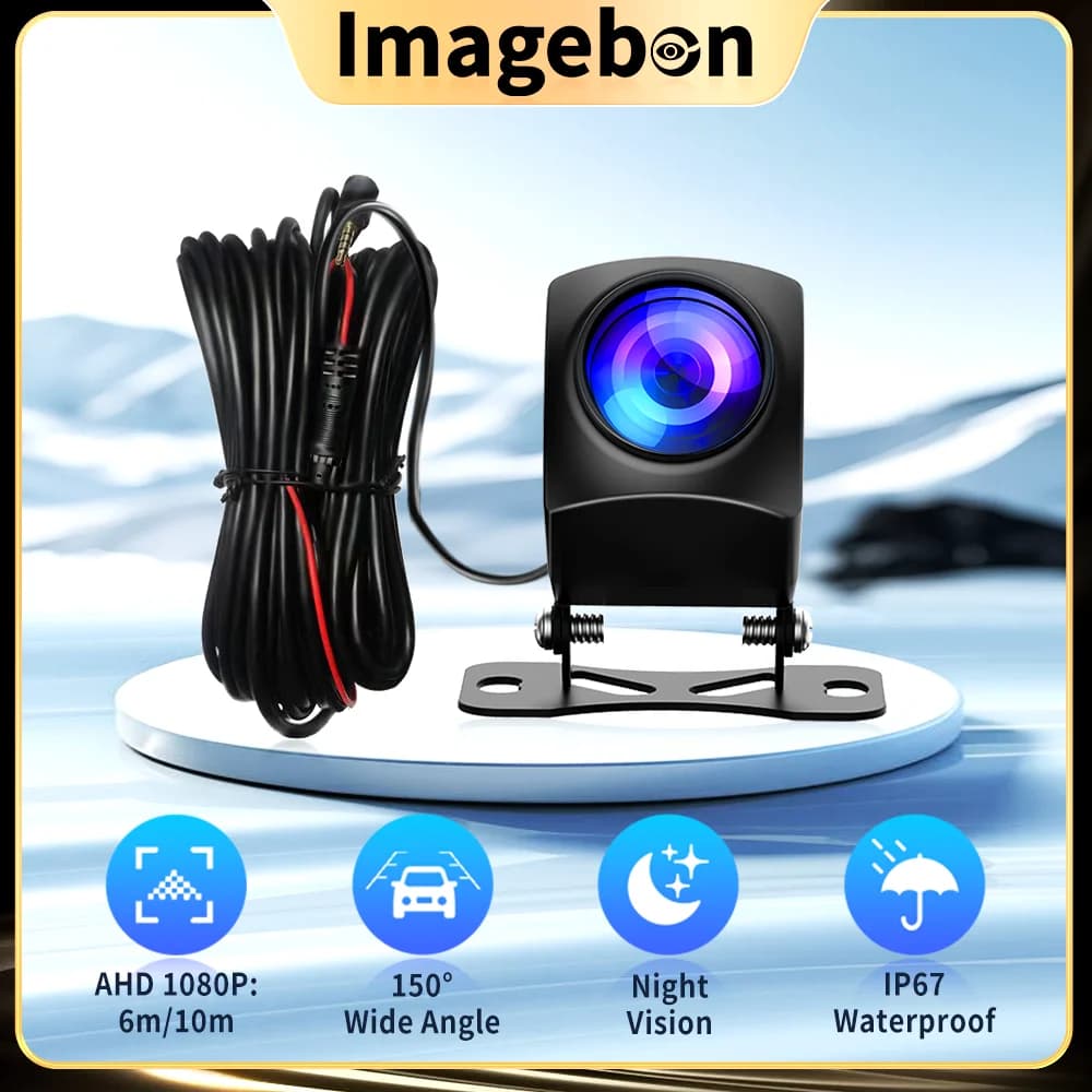 Telecamera Posteriore Imagebon AHD 1080P, 4 Pin 2.5mm, Specchietto Retrovisore Automatico con Telecamera di Retromarcia, DVR per Auto