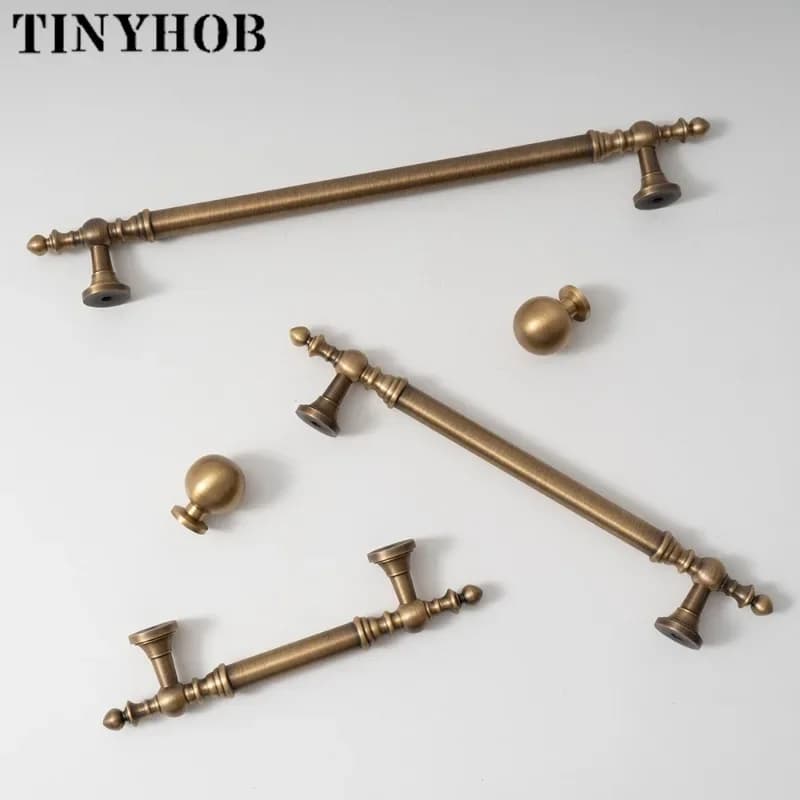 Maniglie vintage in ottone massiccio bronzo per camera da letto, armadio da cucina, armadi, maniglie per porte, armadi, ferramenta per mobili 224 mm
