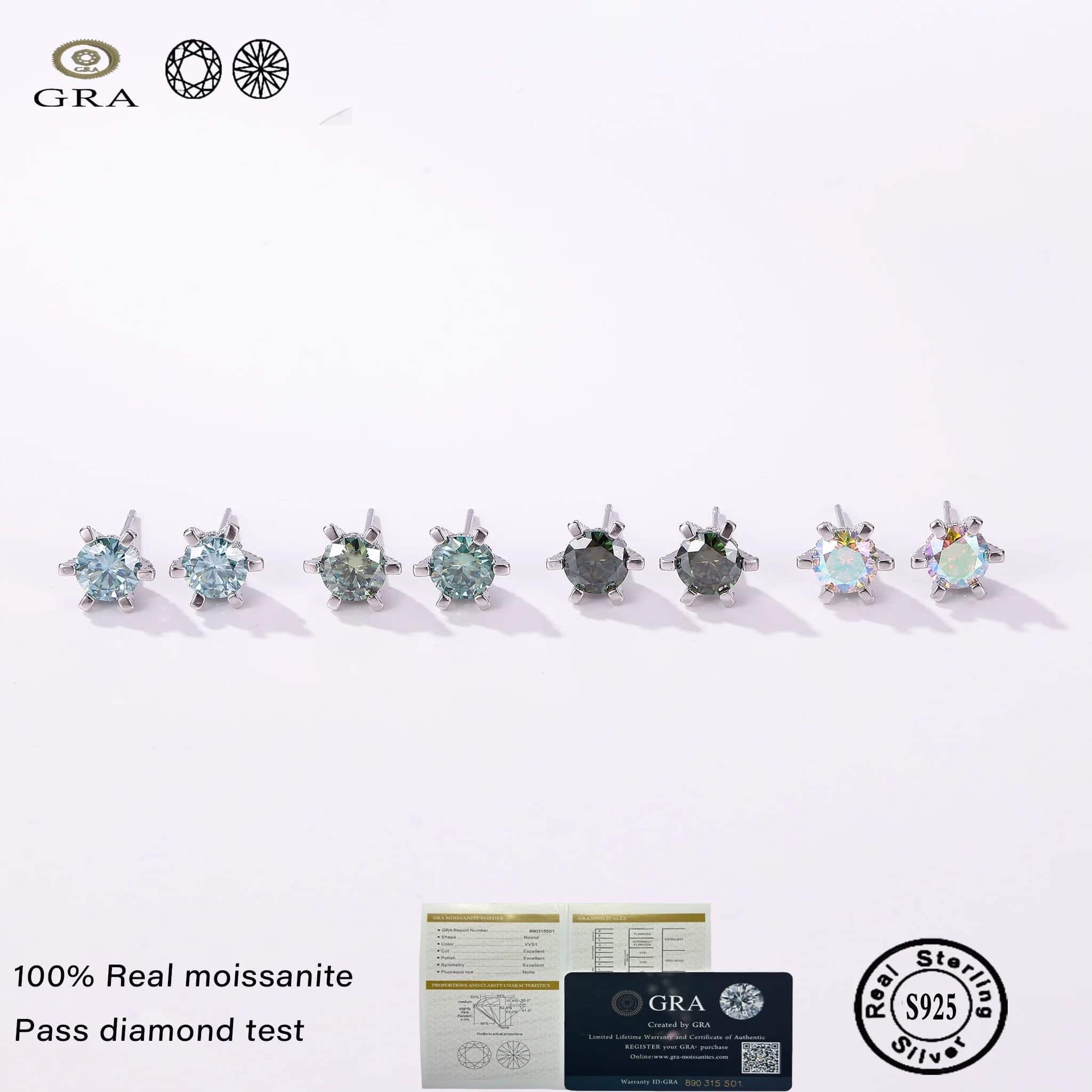 Women's Pine Earrings with Moissanite Dcolor VVS GRA 100% and diamonds grown in laboratory, 925 sterling silver, refined jewelry, gift idea