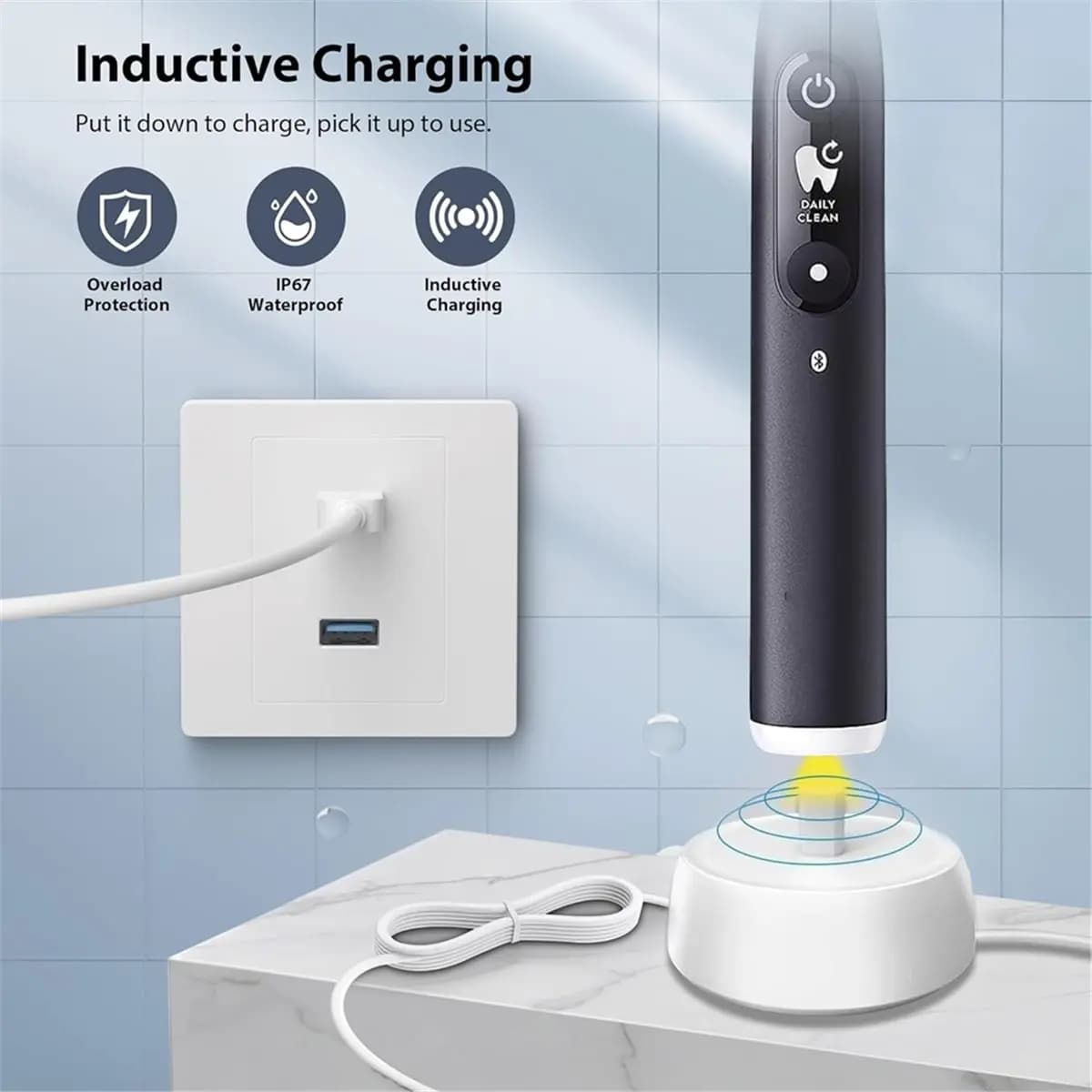 (N21R) Adattatore caricabatterie USB per spazzolino elettrico Braun Oral B Pro 3 3500, 3000, Pro 2 2500, Pro 1 650, IO3-6, caricabatterie tipo 3757