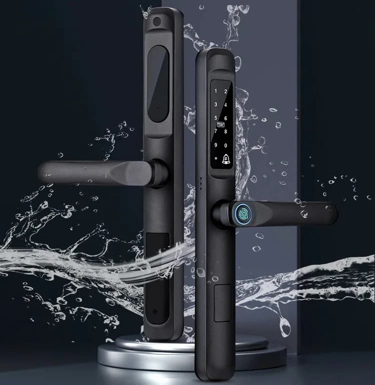 Serratura intelligente impermeabile con app Tuya WiFi, serratura biometrica in alluminio con impronta digitale, maniglia digitale senza chiave per porte scorrevoli in vetro