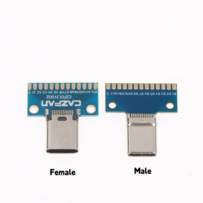 【xxx】2Pcs USB 3.1 Type C Connector 24P Male Female Plug Receptacle Adapter To Solder Cable Test Board PCB DIY Adapter[S14]