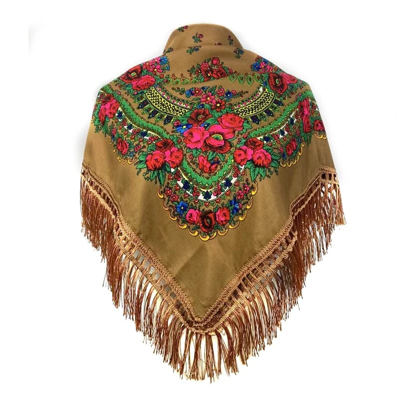 Fascia etnica con frange Bandana Babushka Copricapo Scialle Retro Scialli stampati floreali 2023 Nuove donne Sciarpa quadrata in stile russo