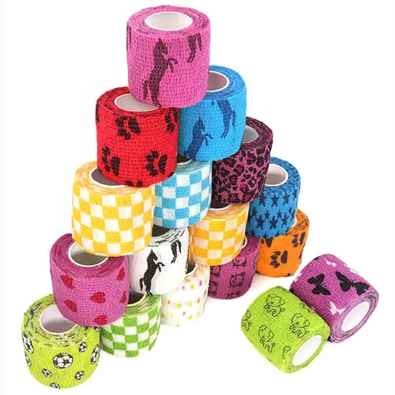4.8m Sports autoadesivo Wrap Tape Therapy bendaggio elastico protezione del ginocchio 1 pz colorato stampato Finger joint Pet Tape