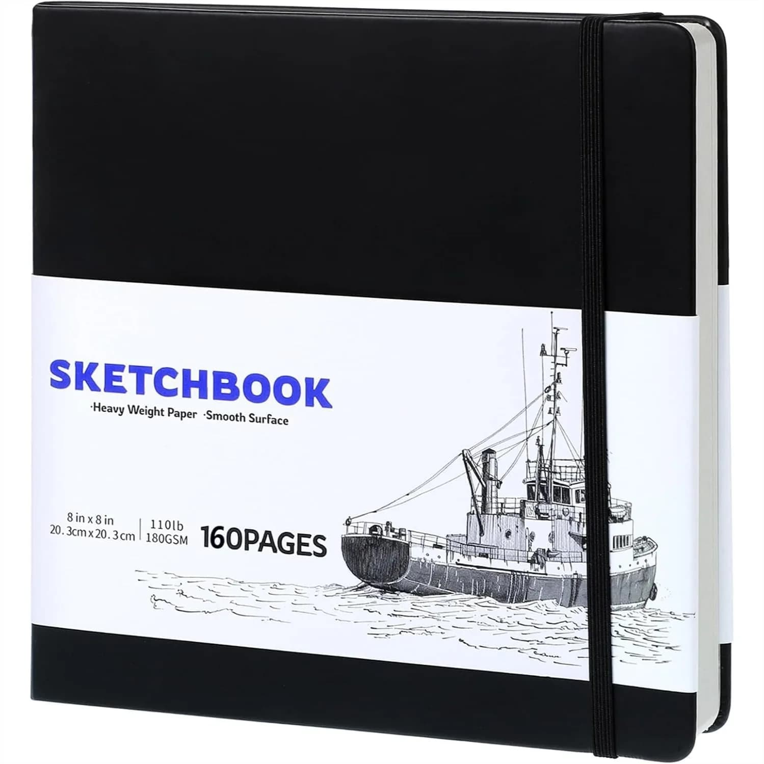 Hardcover Sketch Book 110lb 180GSM 160 Pages 80 Sheets Square Sketchpad 8x8in Drawing Book Art Supplies for Teens Adults Artists