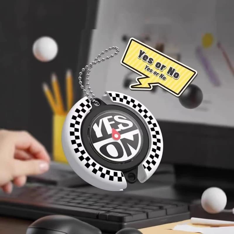 Yes or No Wheel of Fate Rotating Compass Keychain - Decision Fidget Toy for Desk Decor Adults Kids Gift Fidget Spinner