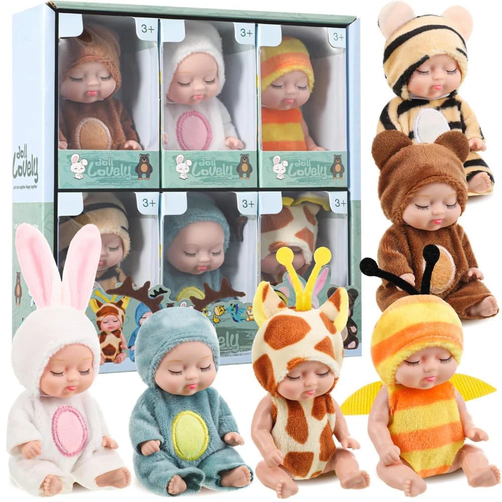6 pcs doll kit reborn toy simulation doll princess toy mini cute baby sleeping with clothes birthday gift accessories for children
