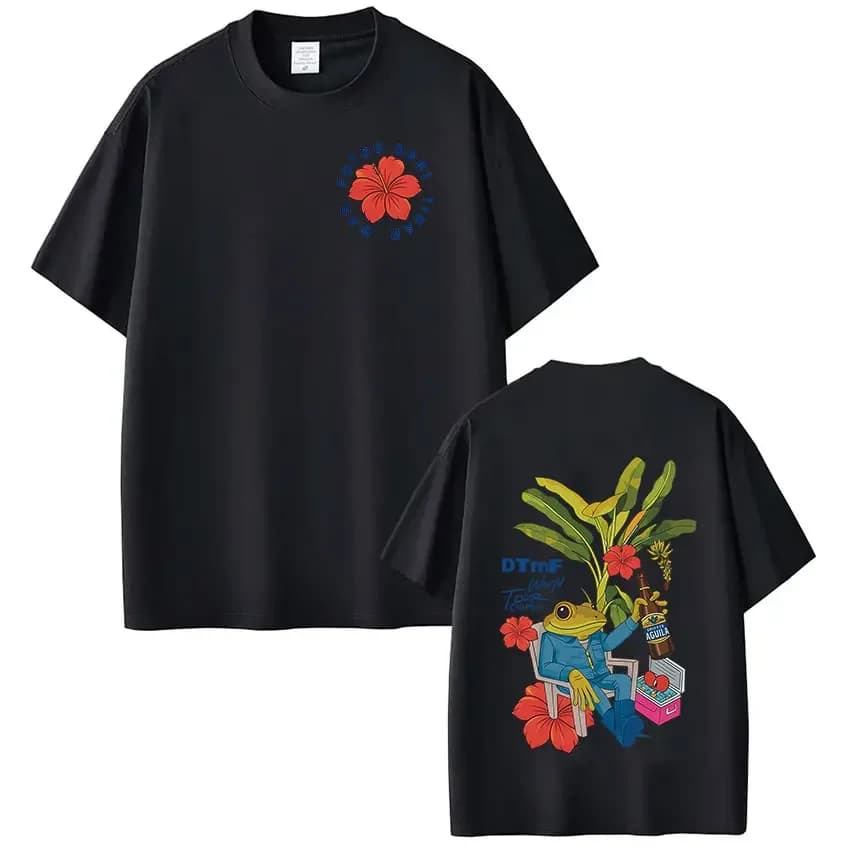 T-shirt Rapper Bad Bunny Debi Tirar Mas Fotos DTMF World Tour, Magliette Moda Vintage Hip Hop per Uomo e Donna, Streetwear