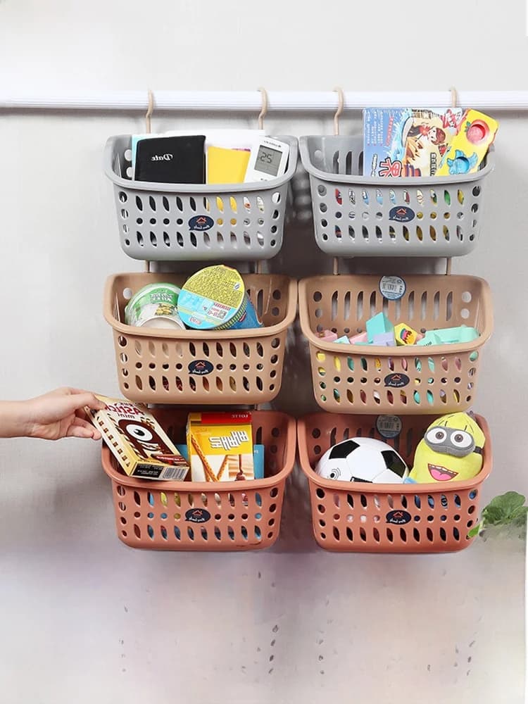 Cesto portaoggetti in plastica da appendere per cucina, bagno, camera da letto, ufficio, scrivania, sotto il letto, organizer domestico
