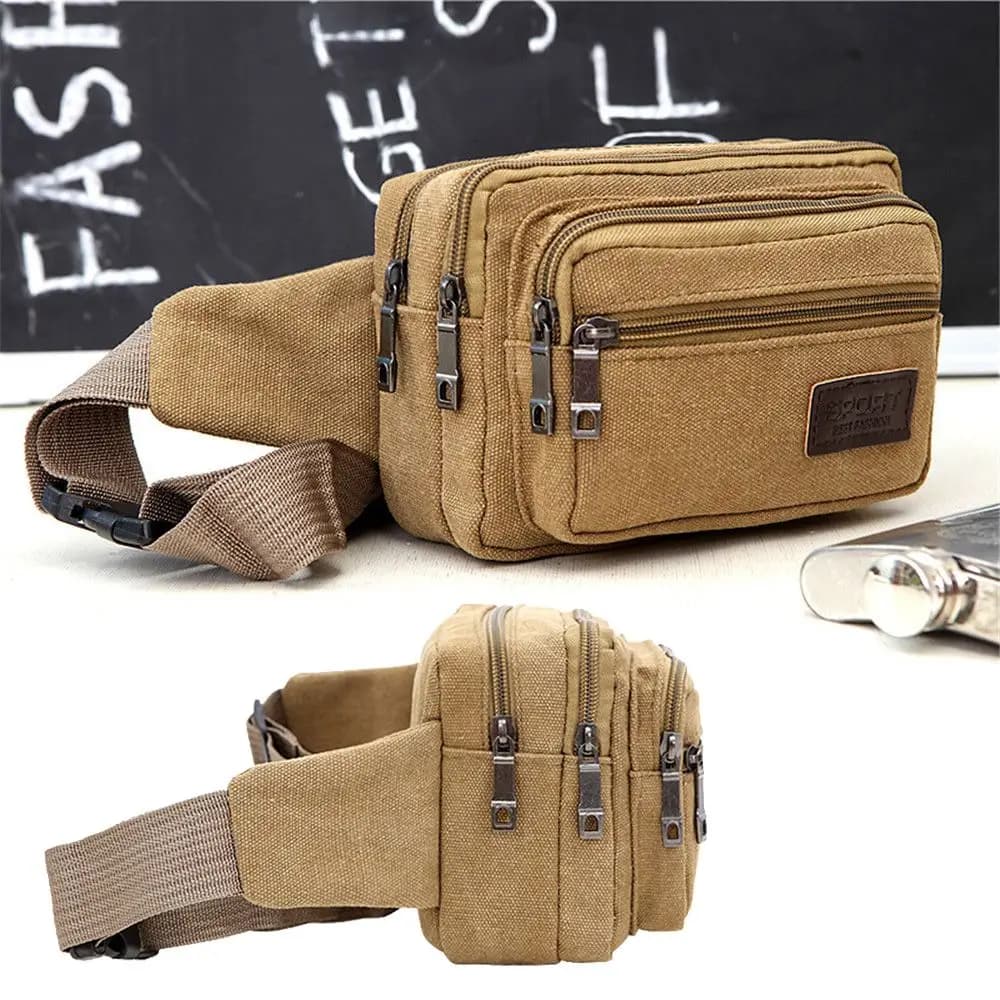 Marsupio moda per uomo marsupio in tela uomo multifunzione Pocket Pack cintura borsa a tracolla da viaggio borsa da cintura da uomo per sport all'aria aperta