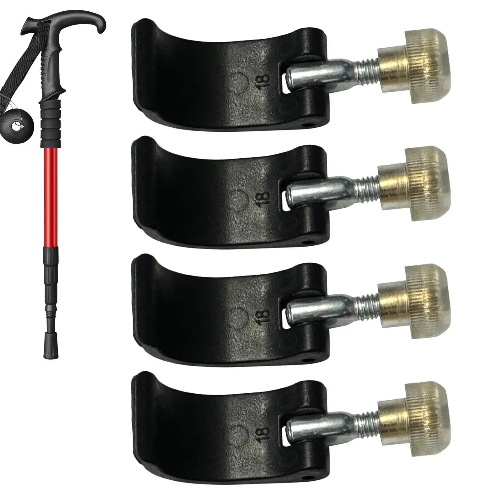 Walking Stick Lock Replacement 4 pcs Durable Outdoor Trekking Pole Lock Parts Climbing Stick Fastener Clamp With Nut For Hiking
