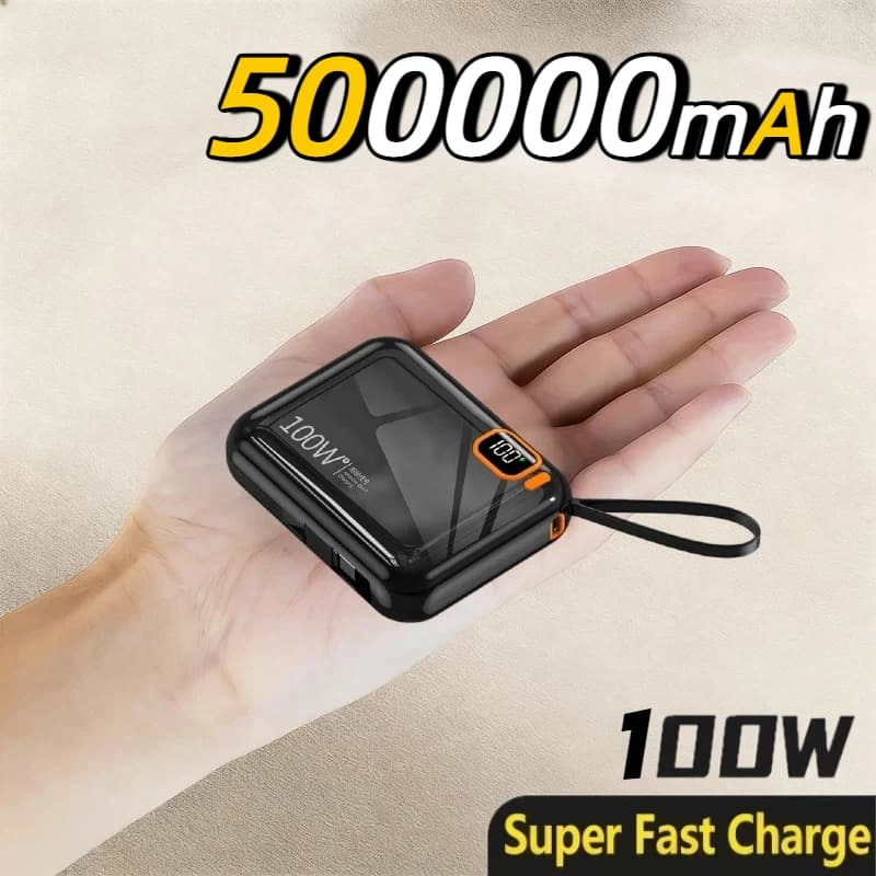 Power Bank da 50000mAh 100W con Cavo USB-C Staccabile, Caricatore Rapido Bidirezionale, Mini Powerbank per iPhone Xiaomi Samsung 2026
