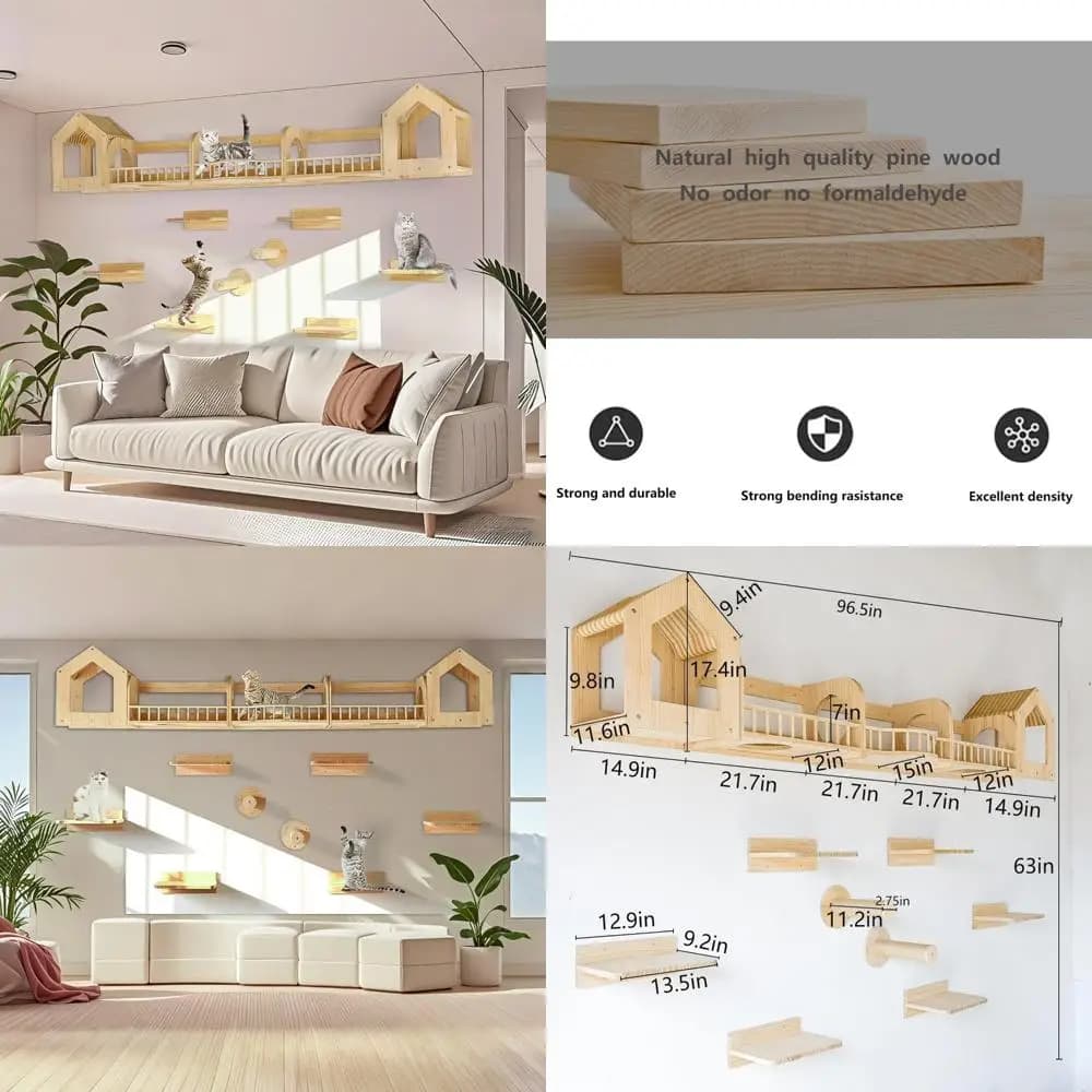 mobili per gatti multilivello con ripiani a muro, percorsi, scale, ponti e graffette in sisal