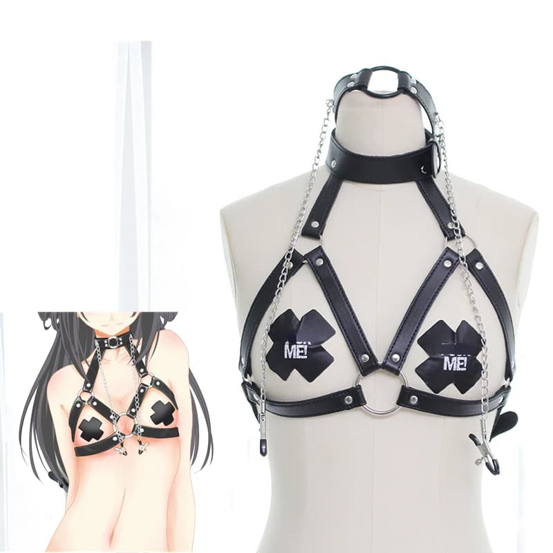 Sexy Leather Hollow Underwear Bandage Chain Nightwear Cosplay Costume Anime Role Play Lingerie Black Outfits Party Club