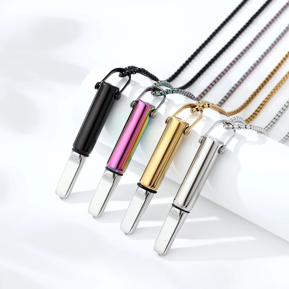 Collana per Respirazione Anti-Ansia, in Acciaio Inossidabile, per Meditazione e Rilassamento Naturale, Ausilio per Smettere di Fumare
