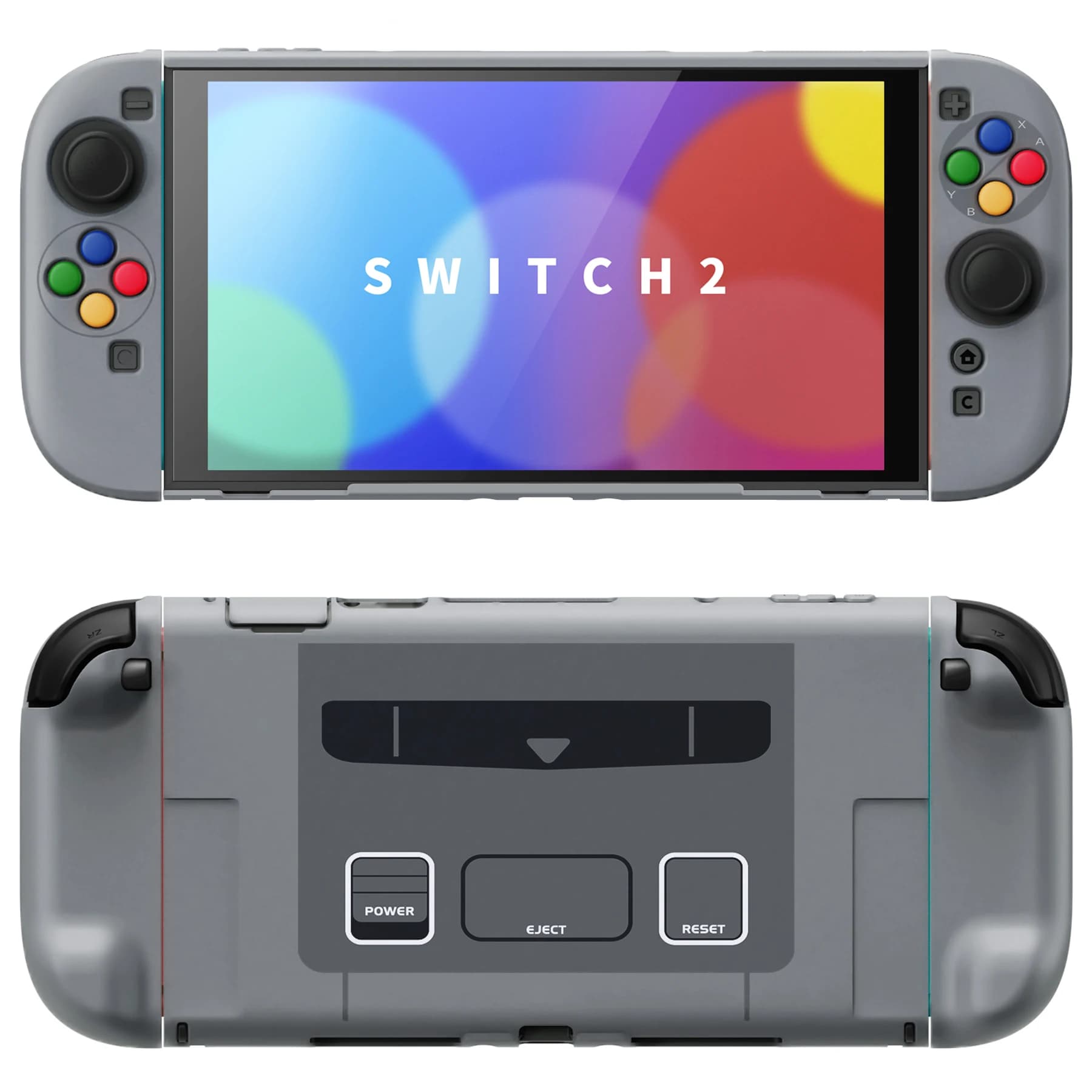 Custodia Anti-Graffio PlayVital per Nintendo Switch 2, Cover Rigida Dockabile con Impugnatura e Pulsanti ABXY, Grip per Pollici - Stile SNES EU
