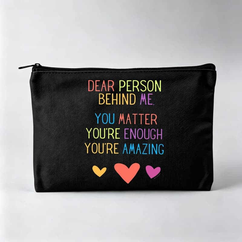 Women's Slogan Style Makeup Bag with Heart Graphics, Casual Cosmetic Pouch for Daily Use