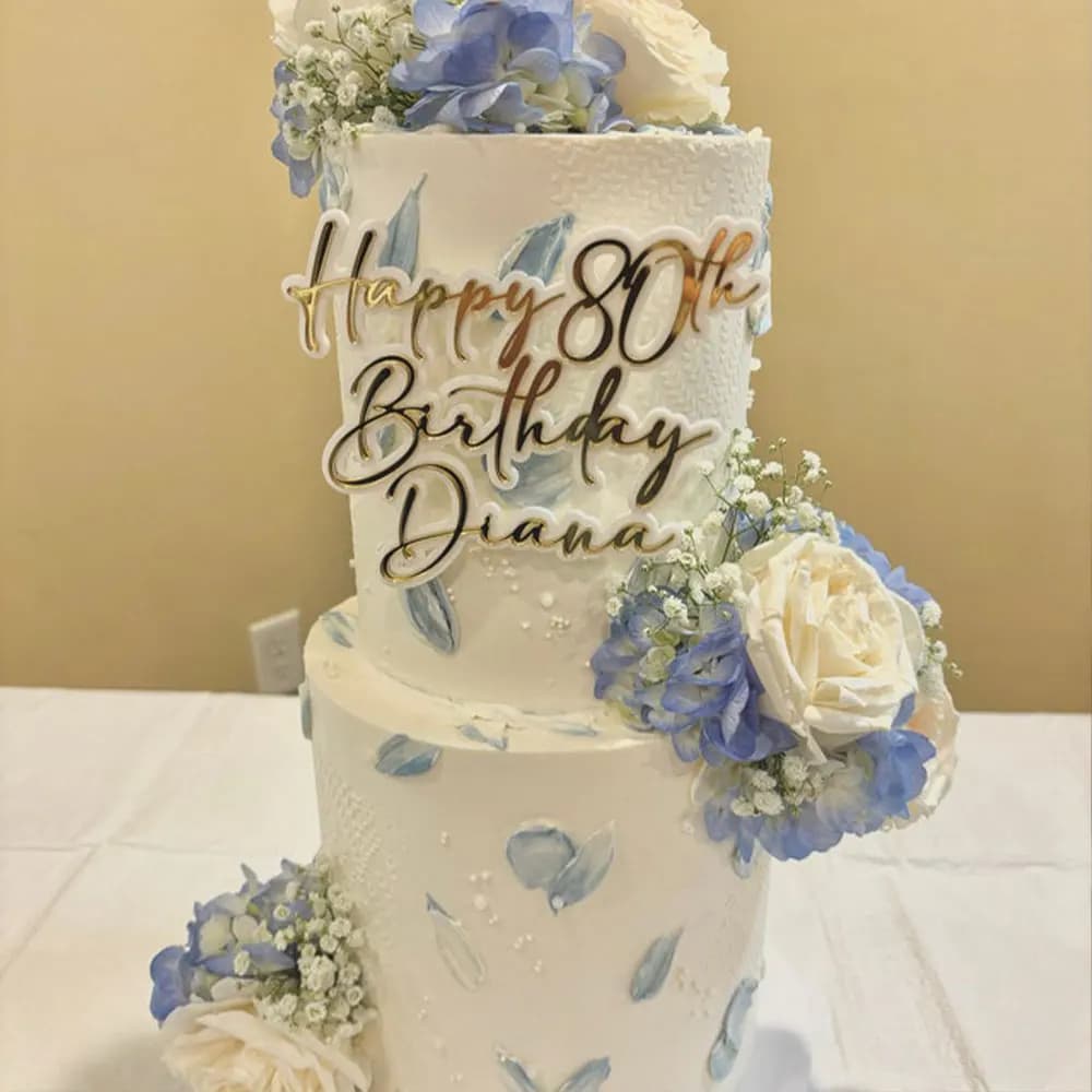 Personalizzato doppio strato personalizzato acrilico torta fascino nome 3d Cake Topper placca compleanno fascino torta Baby Shower battesimo decor