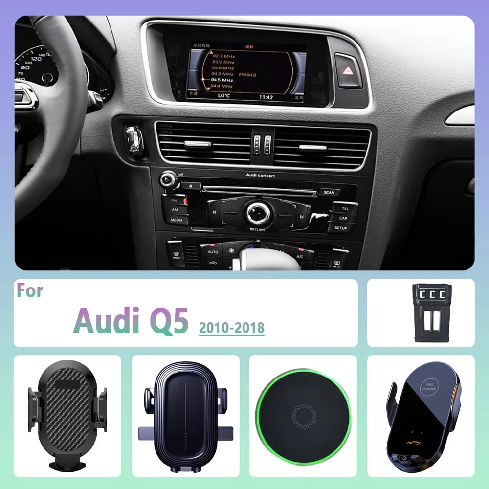 Per Audi Q5 8R 2010 2011 2012 2013-2018 supporto per telefono da auto ricarica Wireless supporto per telefono magnetico accessori per supporto Magsafe per auto