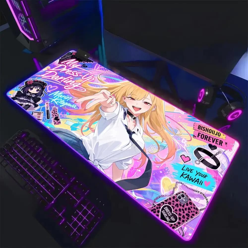 My Dress-Up Darling Mouse Pad RGB,Gaming Mat Led Mousepad，Extended,Large RGB Mat,SoftPad,DeskMat,Glowing Pad