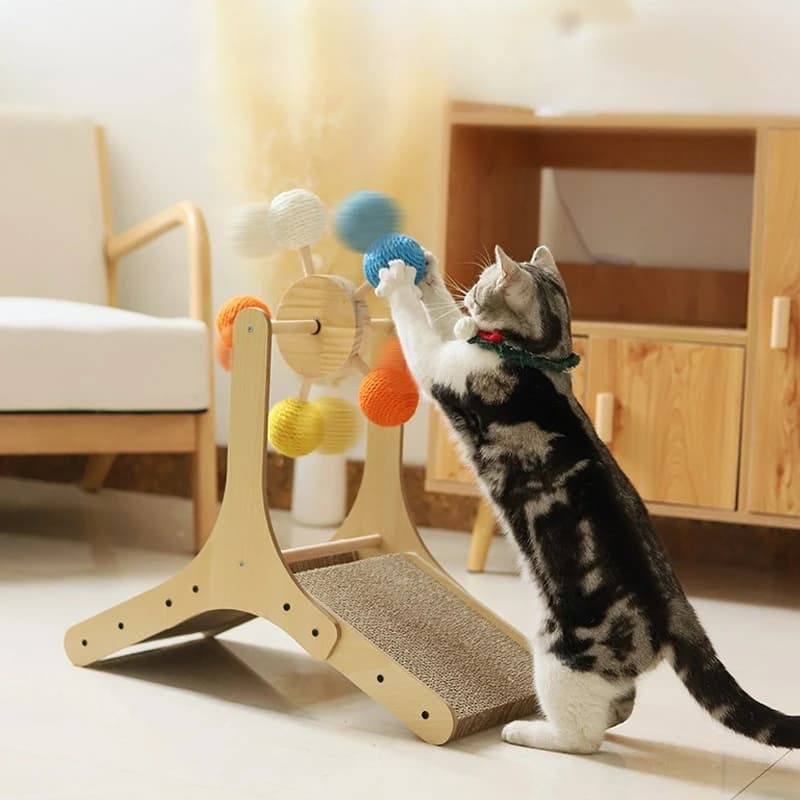 Giocattolo per gatti con tappetino antigraffio integrato in carta ondulata, resistente all'usura e ai graffi, non si stacca facilmente, articoli per animali domestici
