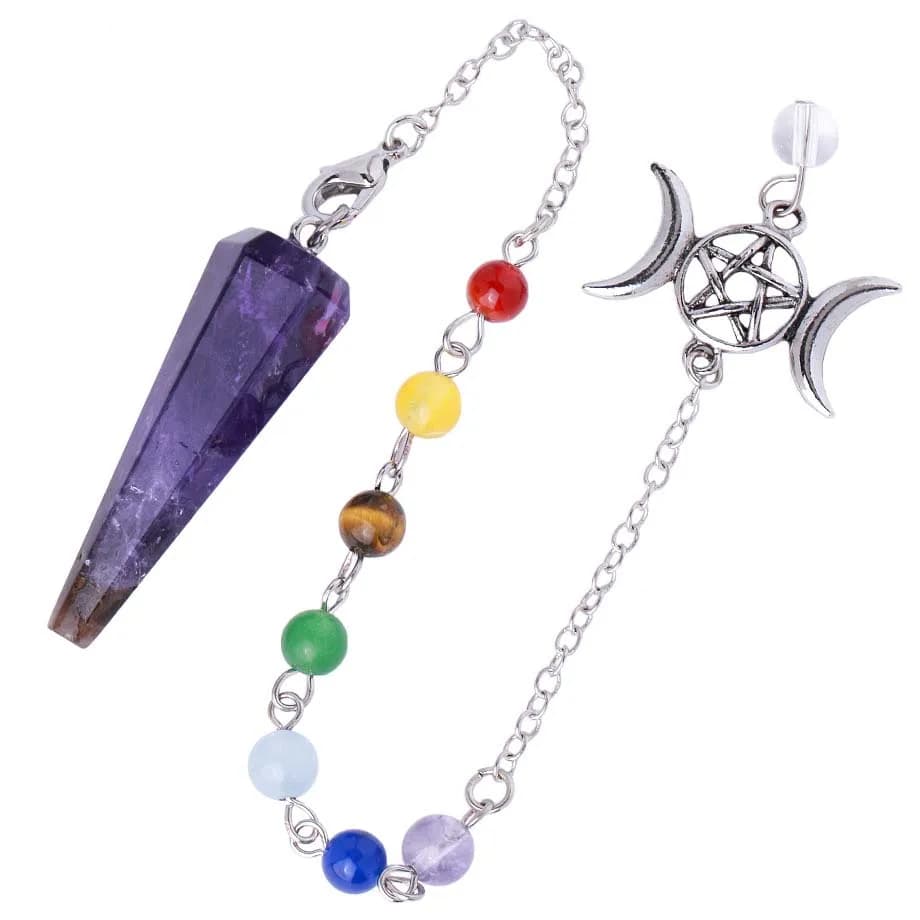 Pendulari esagonali in cristallo per rabdomanzia Divinazione Guarigione naturale Ametista Quarzo rosa Reiki 7 Chakra Perline di pietra Ciondolo Pendulo