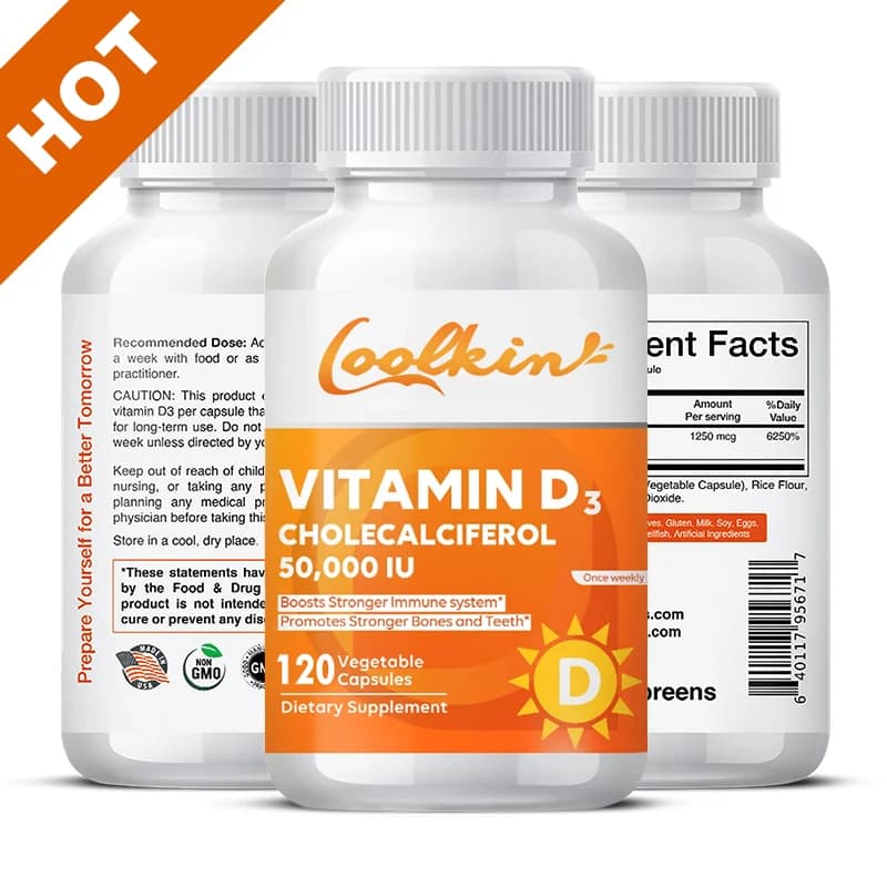 Vitamina D3 50.000 UI - Rafforzare le ossa e i denti, Promuovere la salute muscolare e immunitaria, Promuovere l'assorbimento del calcio, Integratoreietaneo
