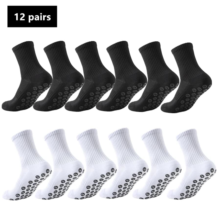 12pairs Shockproof Athletic Grip Socks Non Slip Towel Base Breathable Socks Men Women For Football Cycling Rugby Skate