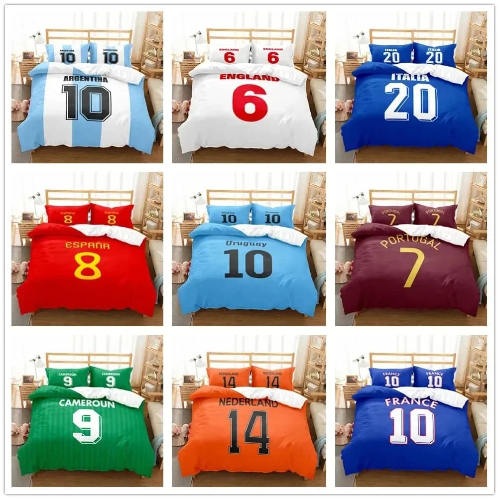 Set copripiumino con numero del giocatore centrale della squadra nazionale di calcio Set biancheria da letto singola doppia King US Twin Full Queen Size comoda
