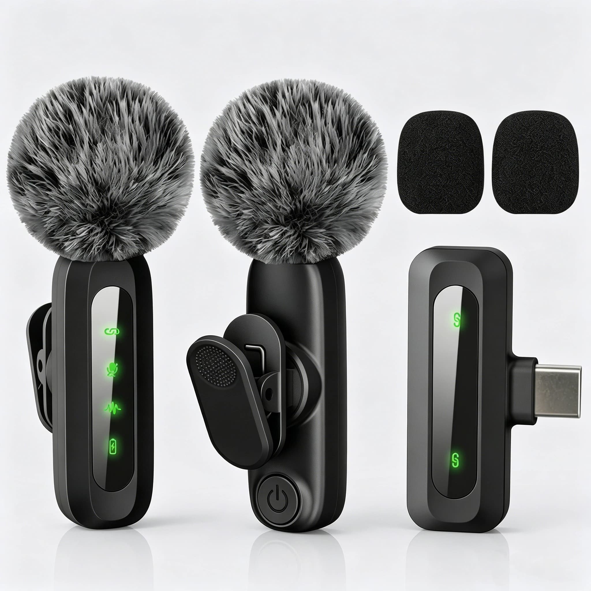 Type-C Port Wireless Lavalier Microphone, Noise Cancelling Lapel Mic,for iPhone15+,Android Phone,Vlog Live Streaming Interview