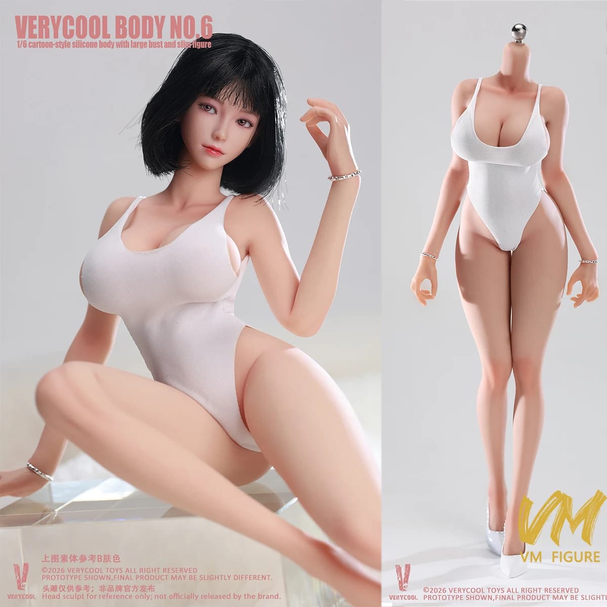 VERYCOOL VCD-06 1/6 Busto Femminile Super Grande con Vita Sottile, Corpo in Silicone Platino, Action Figure Soldato da 12 Pollici, Giocattolo Bambola