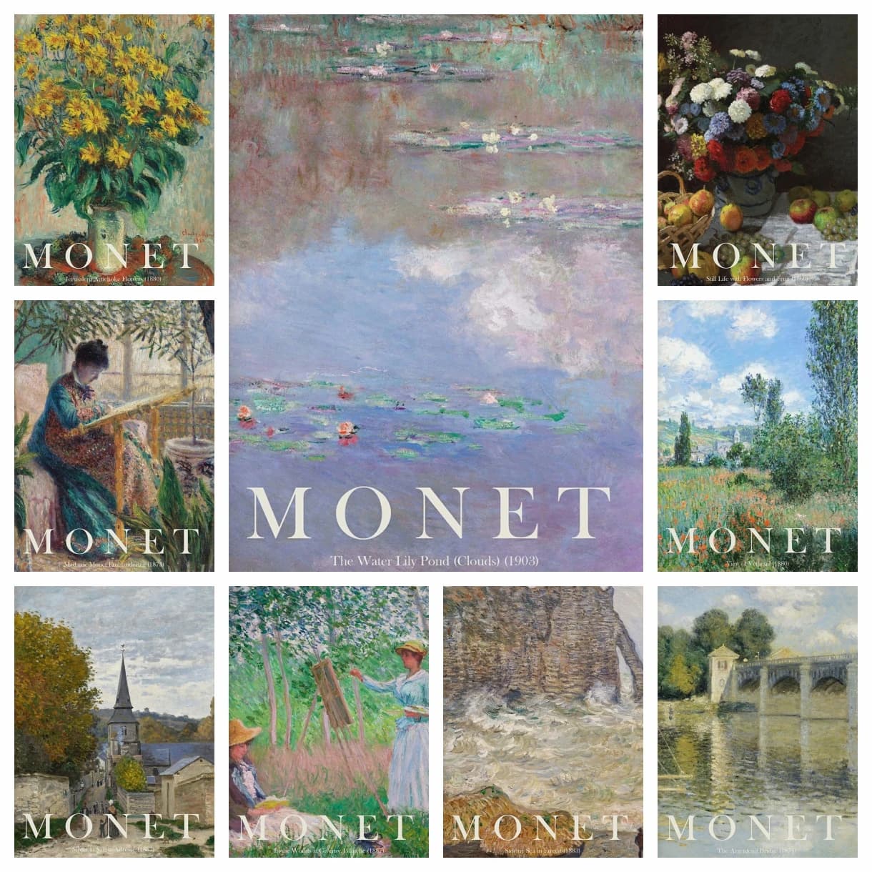 Kit di pittura artistica con diamanti fai-da-te Claude Monet Famoso artista Collezione di capolavori classici Mosaico Decorazioni per la casa