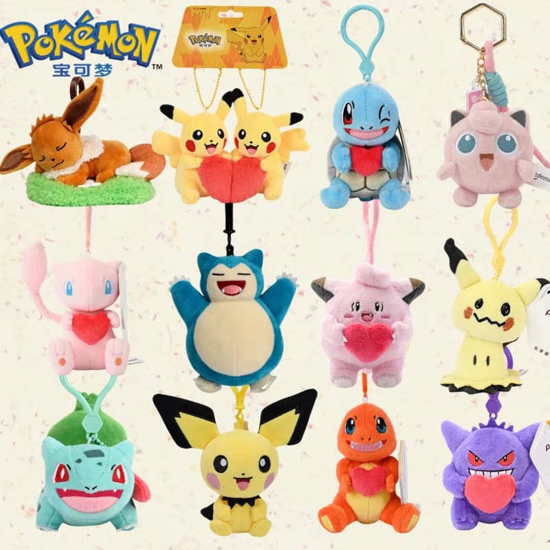 Gengar Pikachu Plush Toys Pokemon Stuffeds Mimikyu Mew Togepi Keychain Backpack Pendant Keyring Birthday Gifts
