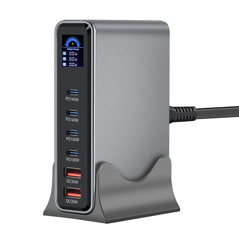 Multi-Port 540W GaN Charging Station Hub With TFT Digital Display Type C Desktop Fast Charger for Phones & Tablet Dropshipping