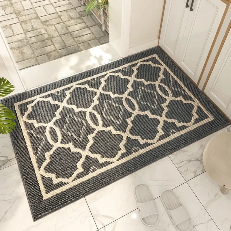 European Style Door Mat Classic Geometric Pattern Door Carpet Dust Removal Foot Mat Non-slip Wear-resistant Floor Mat Outdoor